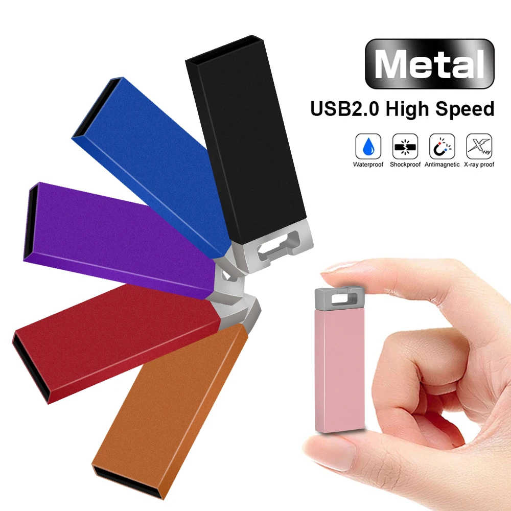 Real capacity Metal USB Flash Drive  64GB 32GB 16GB 8GB 4GB  Flash USB2.0 pen drive waterproof Flash  PenDrive custom logo