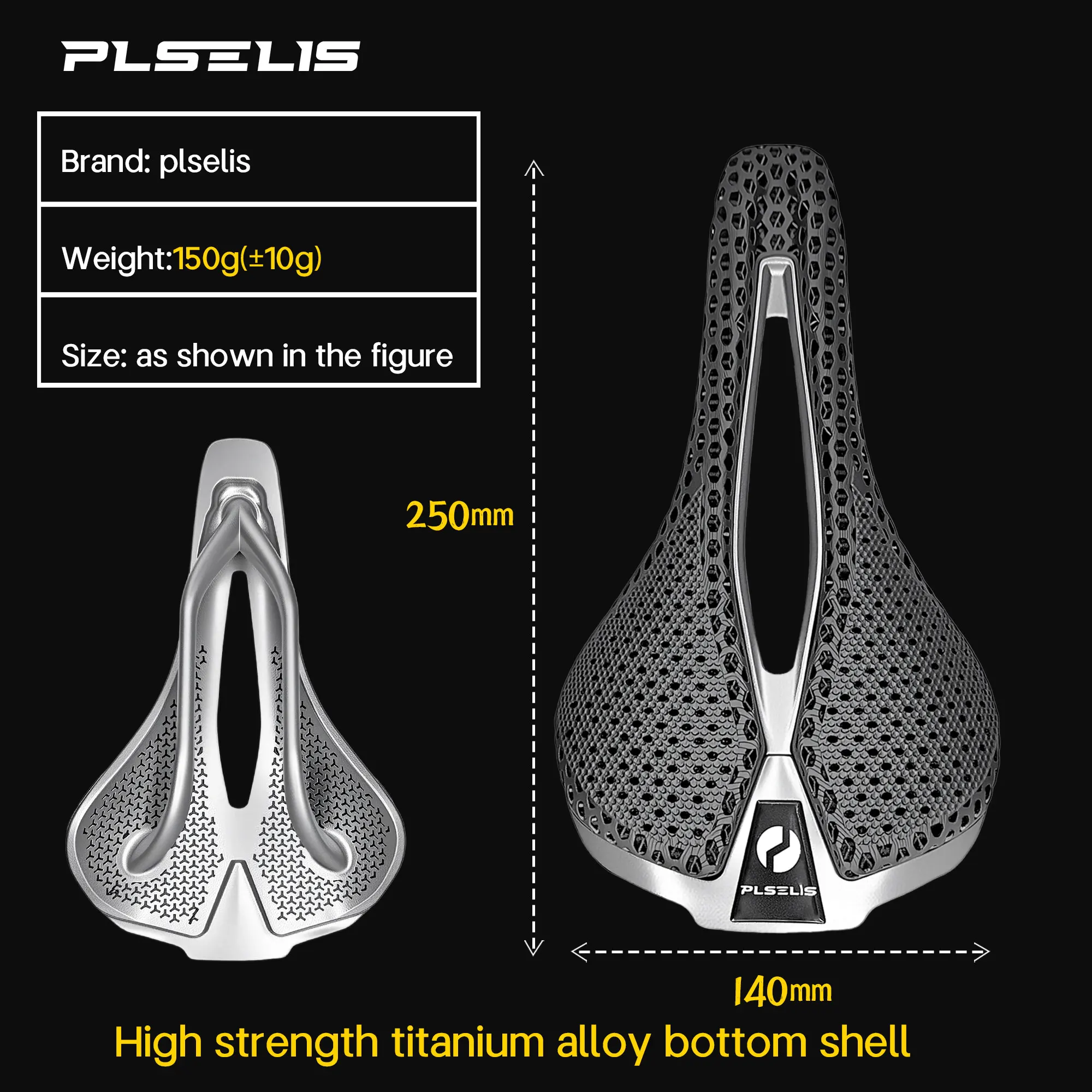 Plselis Full Carbon Fiber Saddle 3D Printing Bicycle Cushion Road Bike Saddle Riding Acces
