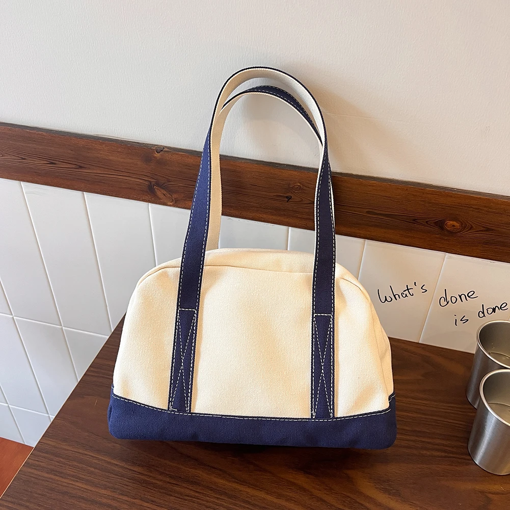 المرأة حقيبة يد ريترو سعة كبيرة تحت الإبط حقيبة قماش خمر الإبط حقيبة اللون الصدام بسيط الإناث الفتيات حقيبة يد #5