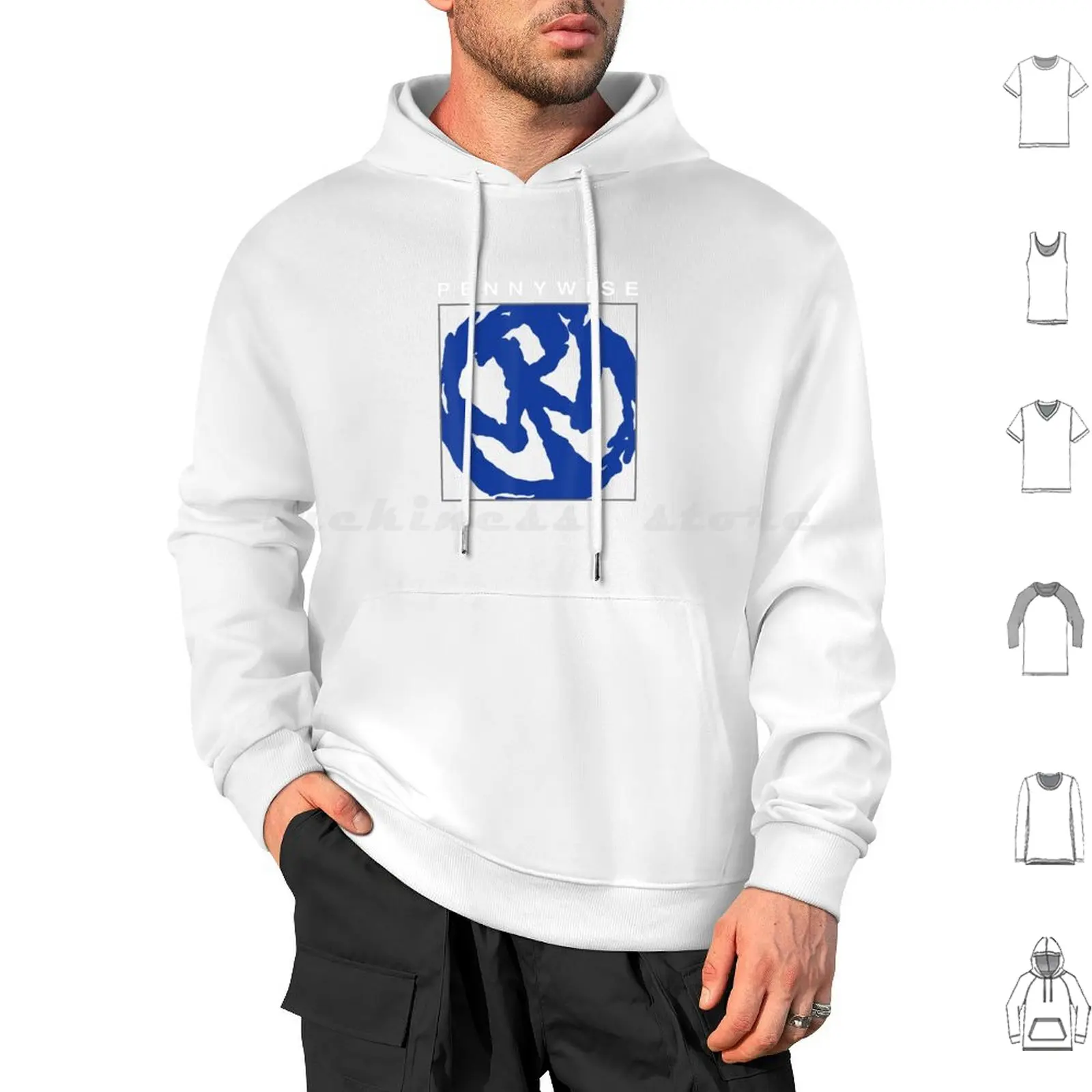 Music Band Blue Logo Hoodies Long Sleeve Pennywise Band Music It Pw Logo Music Band Pennywise Band Blue