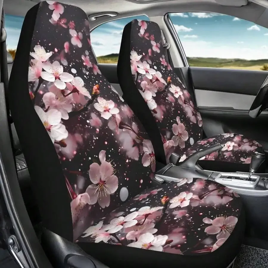 

Cherry Blossom Print Car Seat Cover Universal Fit Front Seats Protector For Sedans SUVs Trucks