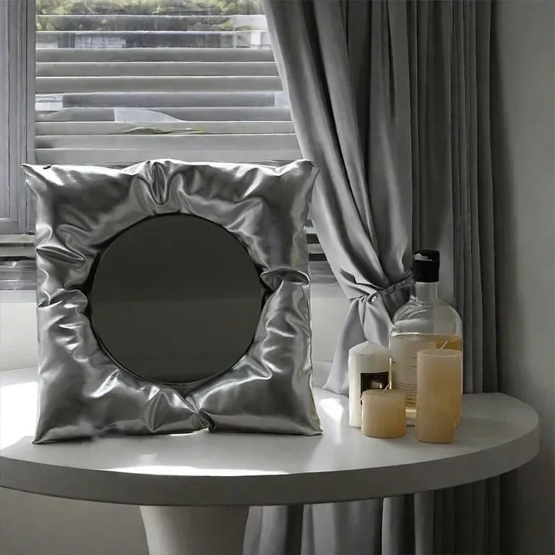 New INS Style Pillow Mirror Creative Square Wall Mounted Bathroom Mirror Makeup Mirror Wall Hanging Home Bedroom Wall Decor
