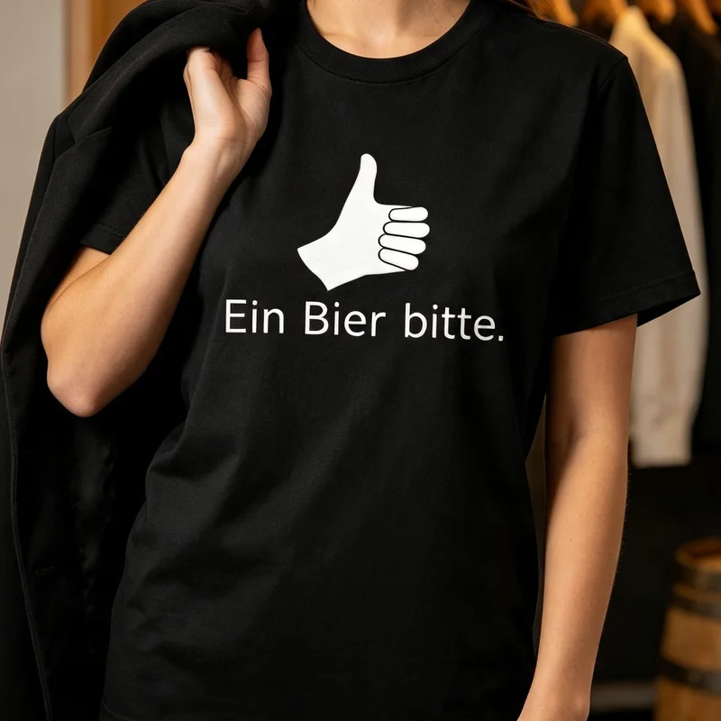 Ein Bier Bitte German Beer Thumbs Up Graphic T Shirt Oktoberfest Cotton Tee Casual Streetwear Party Gift for Beer Fans Men Women