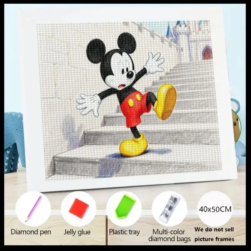 

1 шт., комплект алмазной живописи Disney с Микки Маусом 5D, полная дрель, сделай сам, милый мультяшный персонаж, стразы, вышивка, сверкающие кричи