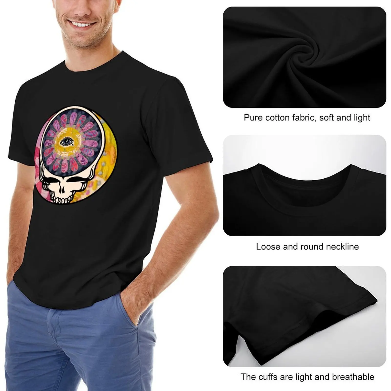 Flower Power Stealie T-Shirt shirts graphic tees baggy shirts t shirts for men cotton image 5
