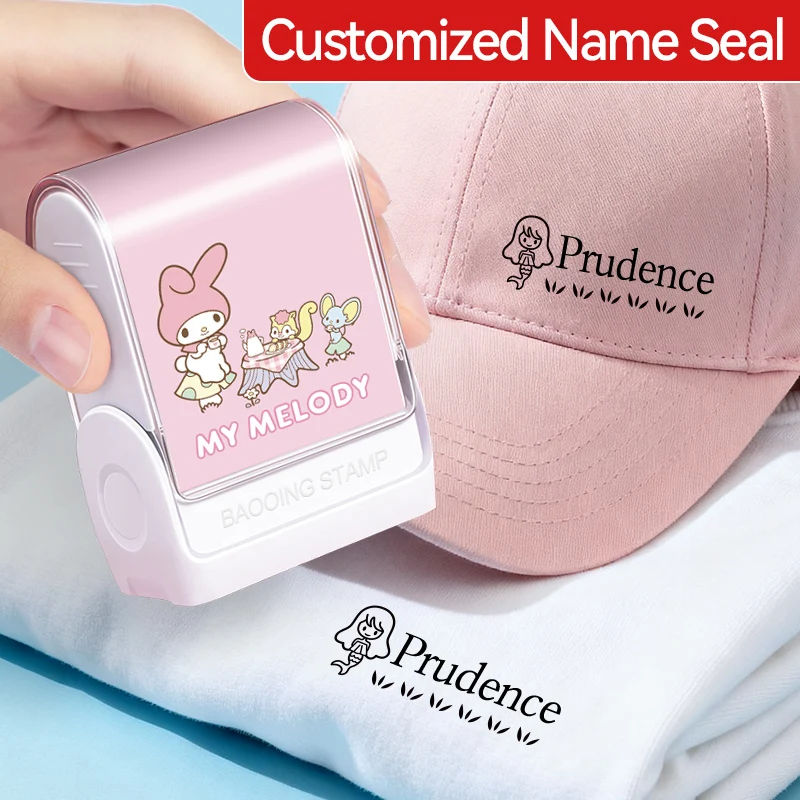 Personalisierter wasserfester Namensstempel mit abwaschbarer Tinte, geeignet für Schulbedarf, personalisierte Etiketten mit My Melody Designs als Geschenk.