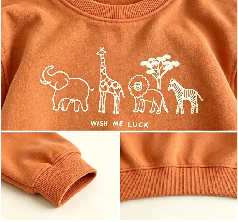 Kids Crew Neck Sweatshirt Toddler Safari Wild Animal Giraffe Print Pullover Small Boys Girls Costume Child Daily Wear Pullover