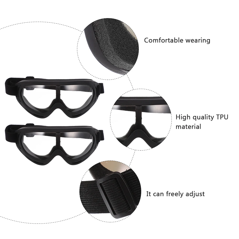 

2pcs TPU Windproof Goggles Motorcycle Glasses Dustproof Riding Eyewear Adjustable Elastic Durable Transparent Vision