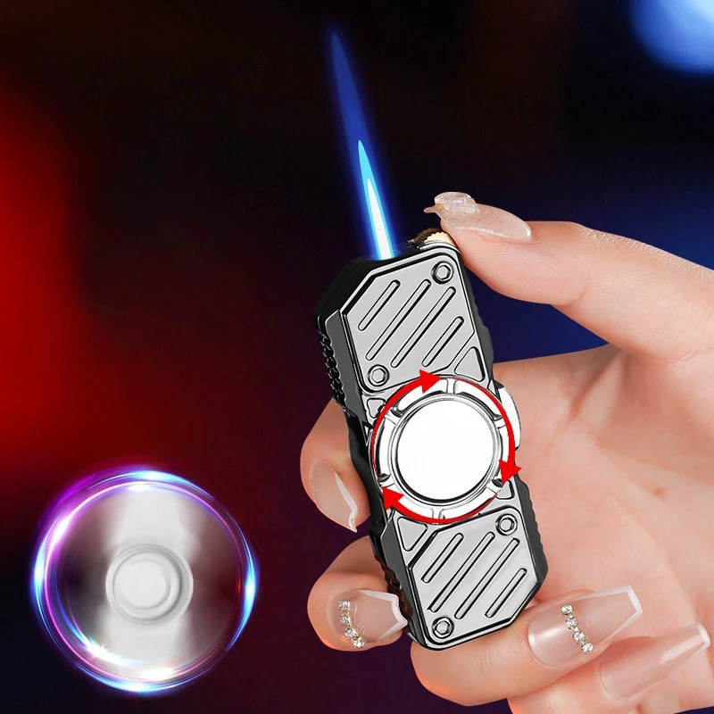 

New Metal Mecha Gyro Inflatable Lighter Windproof Spray Blue Flame Torch Butane Safety Lock Switch Lighter Smoking Gift