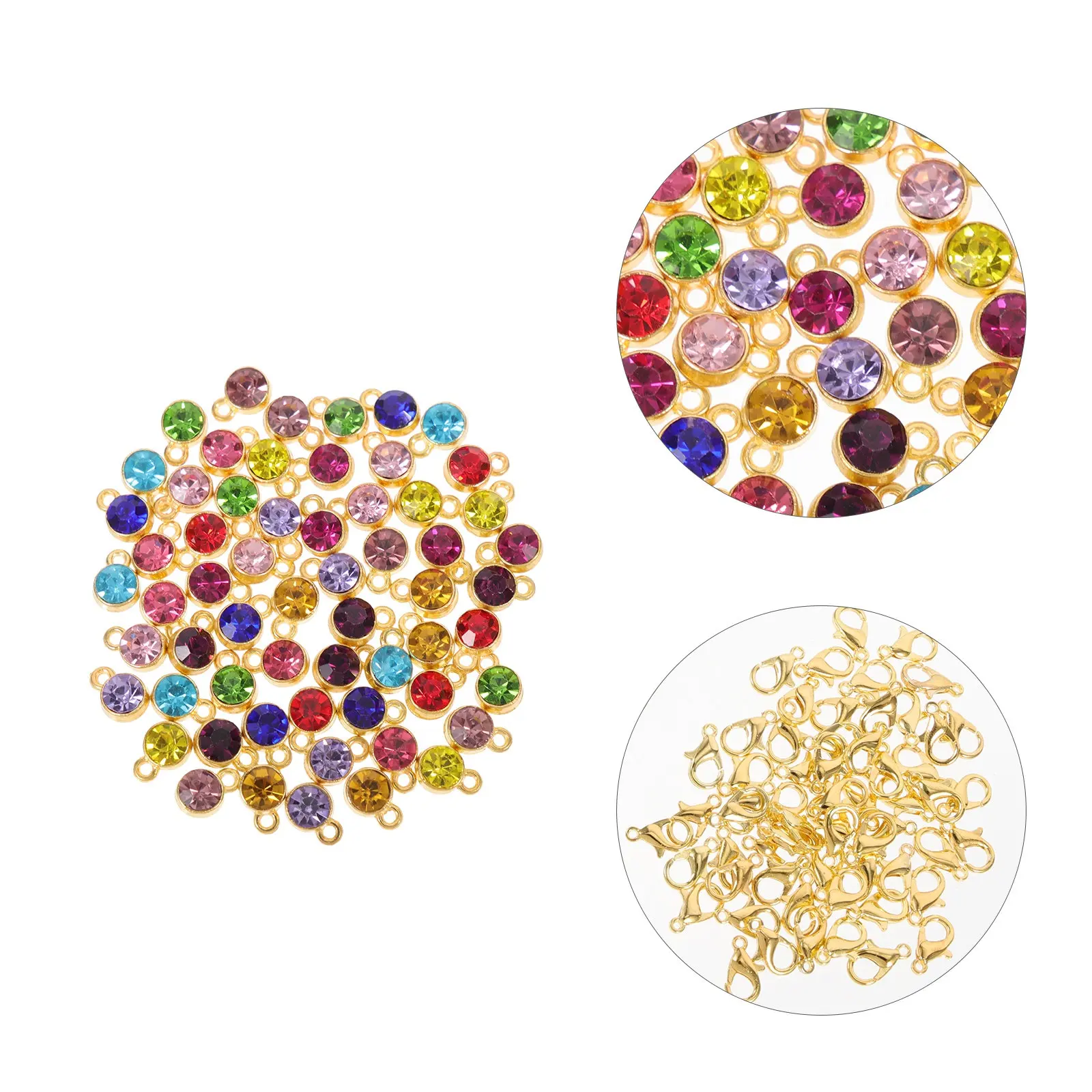 60pcs Crystal Birthstone Pendant Charms for DIY Necklace Keychain Jewelry Making Festival Party Decoration