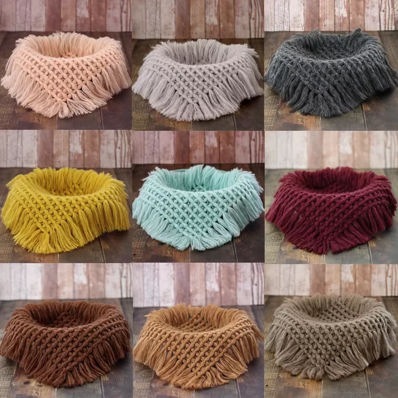 50*50cm Newborn Photography Props Blanket Posing Cushion Background Wool Knitting Blanket  Baby Photo Studio Clothing