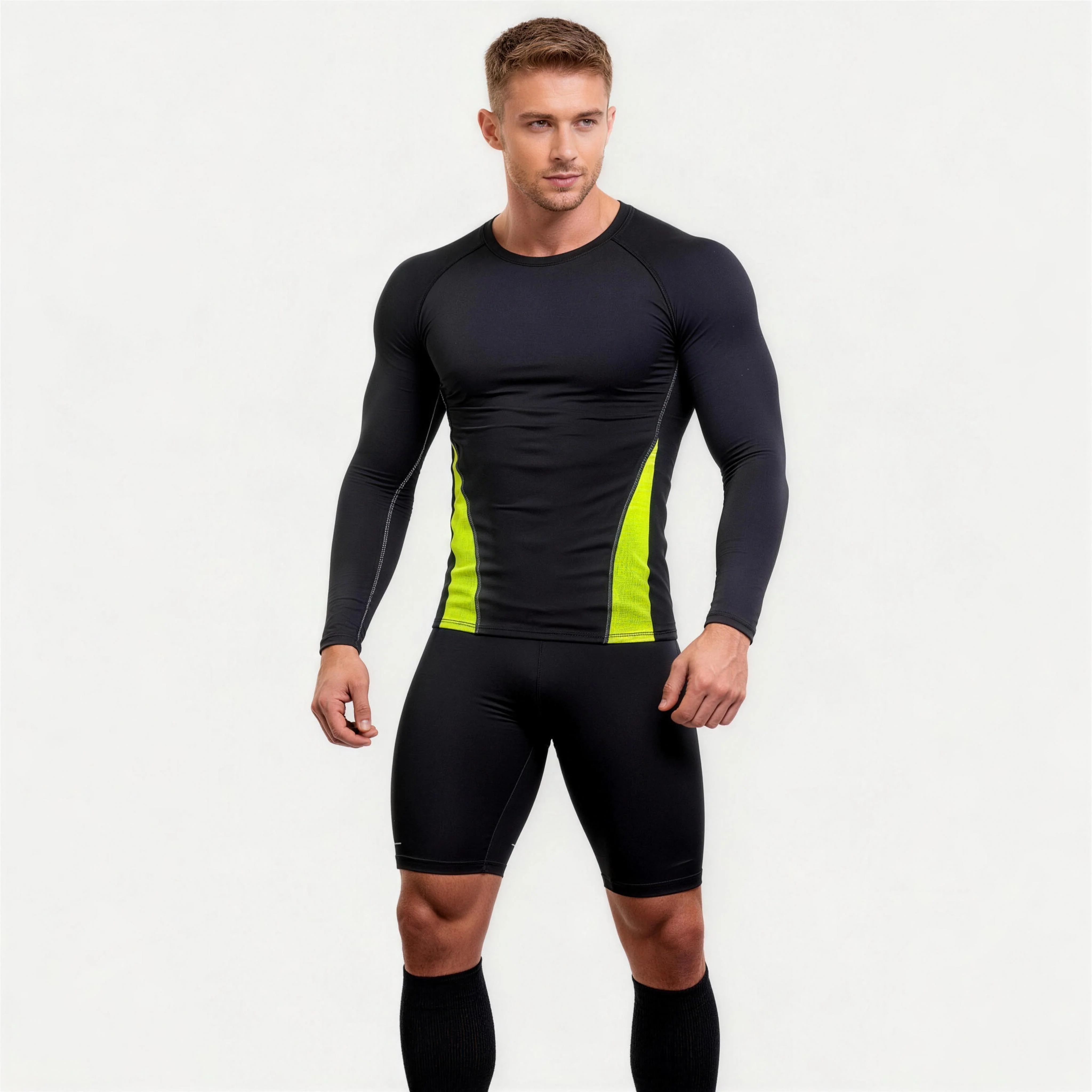 Mens Long Sleeve Compression Shirt Quick Dry Breathable Slim Fit Workout Training Shirt for Outdoor Sports and Gym Activities