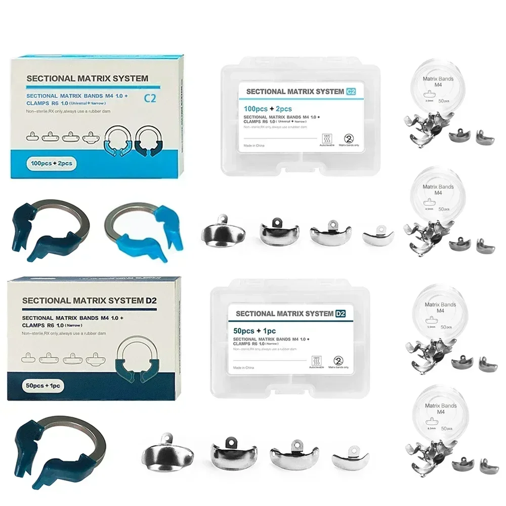 Faixas de Matriz de Dentaduras Sistema de Matriz com Contornos Seccionais Matrizes de Metal Braçadeira de Matriz Anel de Fixação de Titânio e Níquel