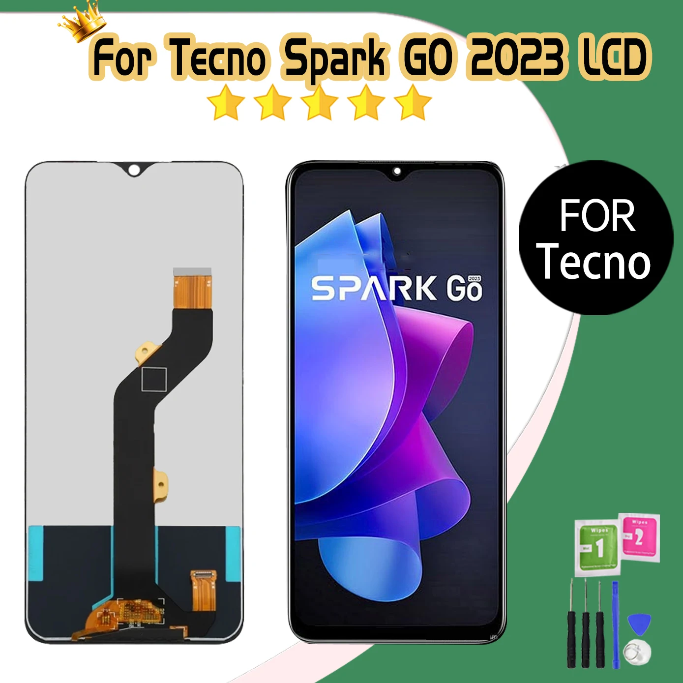 100% Tested 6.6 inch For Tecno Spark Go 2023 BF7n BF7 LCD Display Touch Screen Assembly Replacement Parts Digitizer