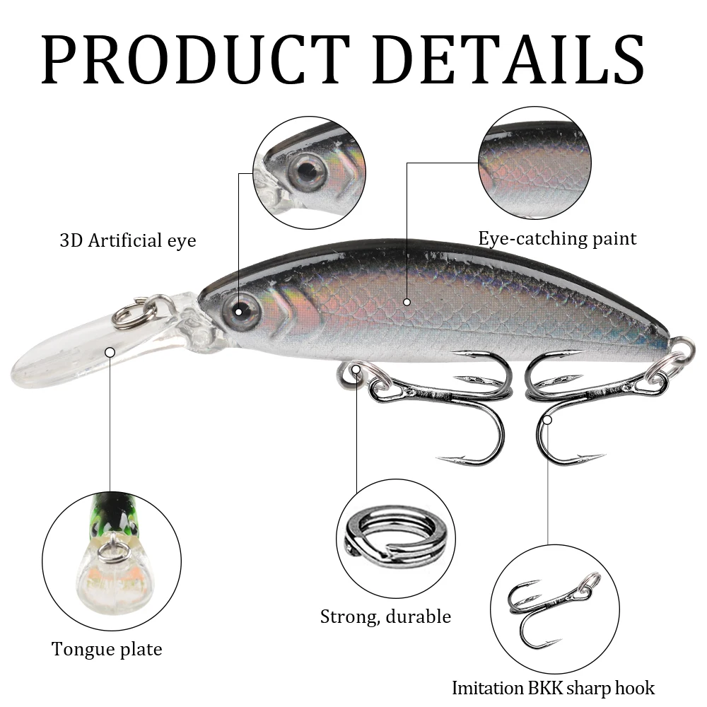 1Pcs Minnow Fishing Lure 7cm 6g Sinking Crankbait Hard Bait Wobblers  Artificial Pike Carp Swimbait Pesca For Pike Trout