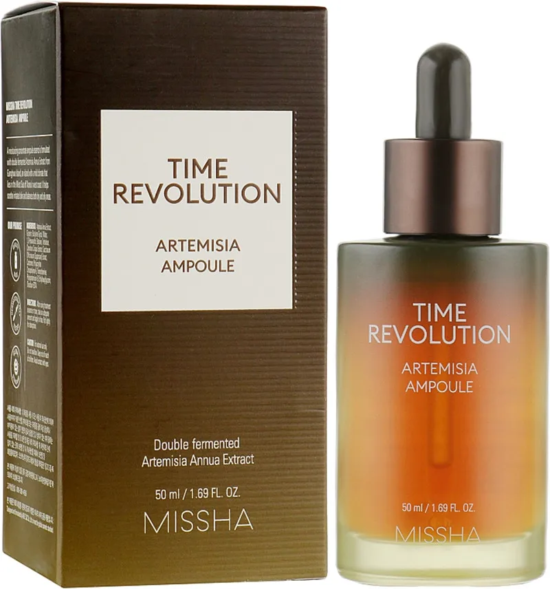 Missha Time Revolution Artemisia Ampoule 50ml Korean Facial Serum Whitening Freckle Dark Spot Remover Skin Care Moisturizing