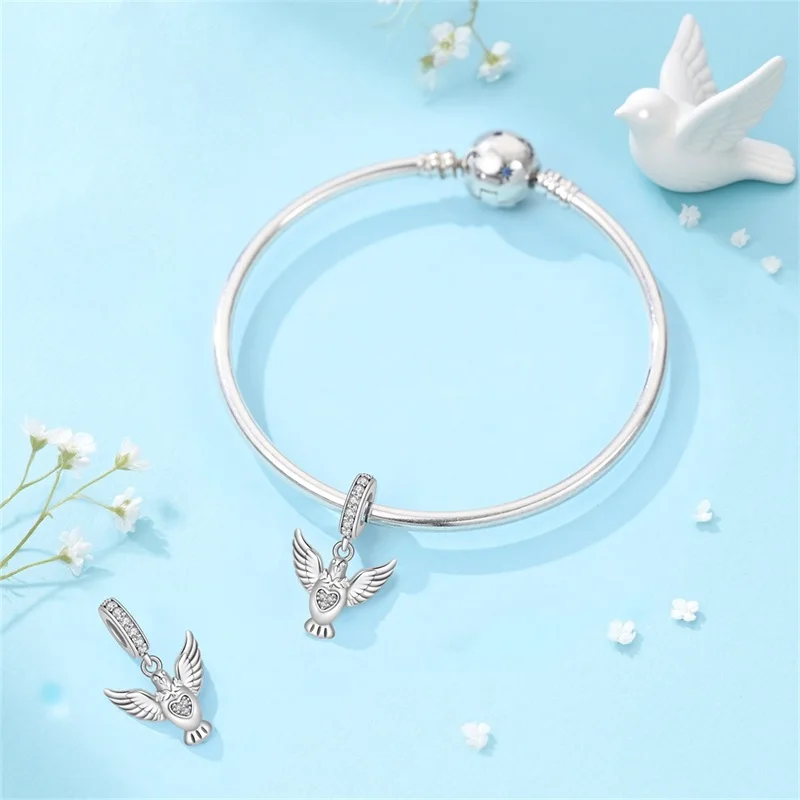 925 Sterling Silver Peace Dove Charms Pendant For Women Fit Original Bracelet DIY Birthday Party Jewelry Gifts view 2