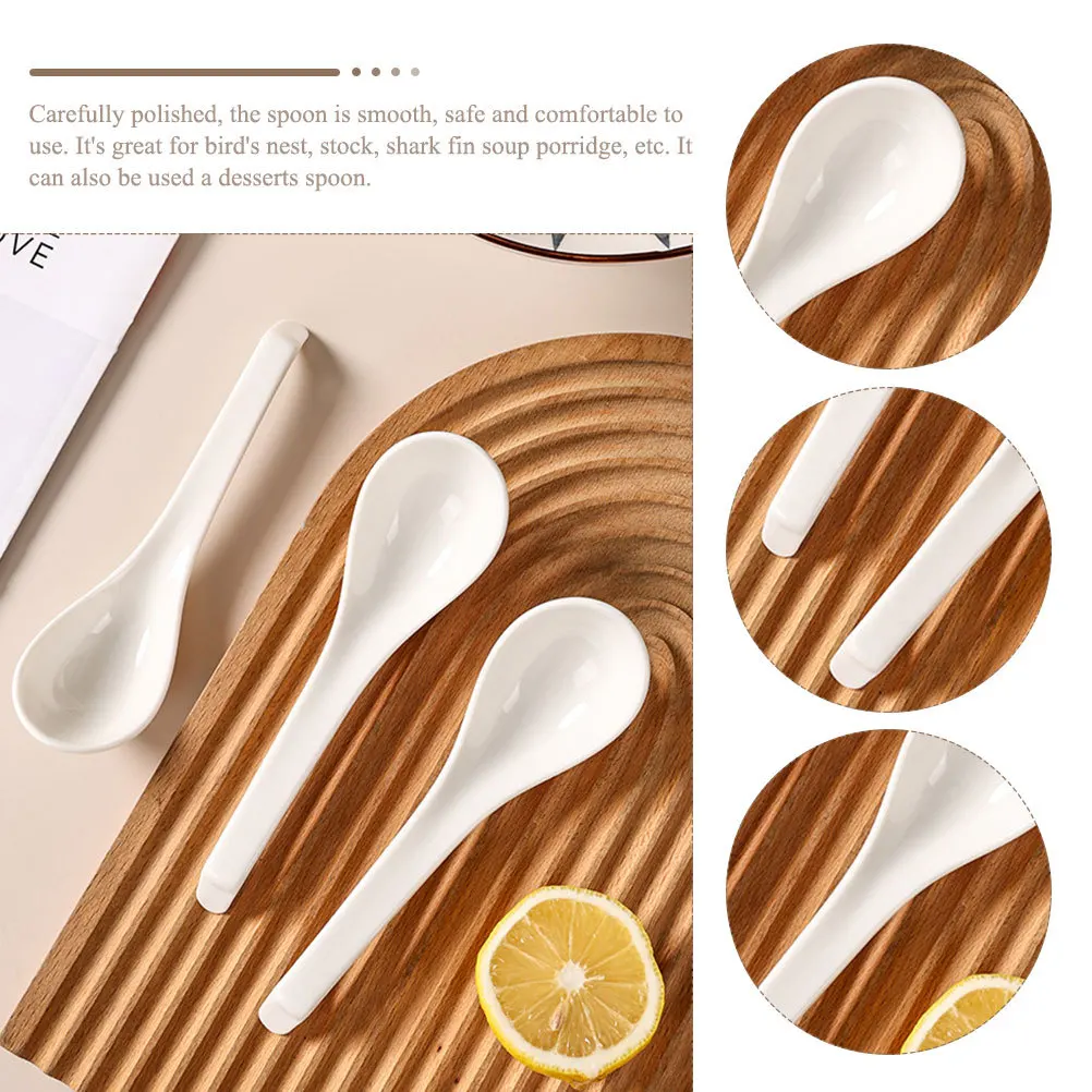 

6Pcs Ceramic Small Spoons Exquisite Soup Spoons for Dessert Bird's Nest Ice Cream Household Kitchen Tools Ceramic Spoon