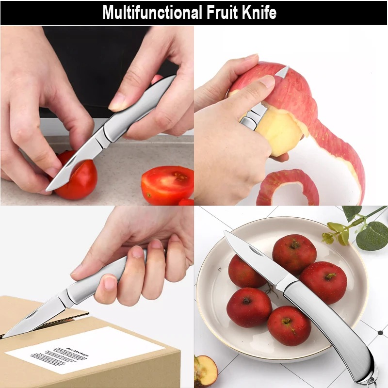 Pocket Folding Fruit Knife Stainless Steel Kitchen Knife Fruit Peeling Knives Outdoor Portable Fruit Knife Kitchen Accessories