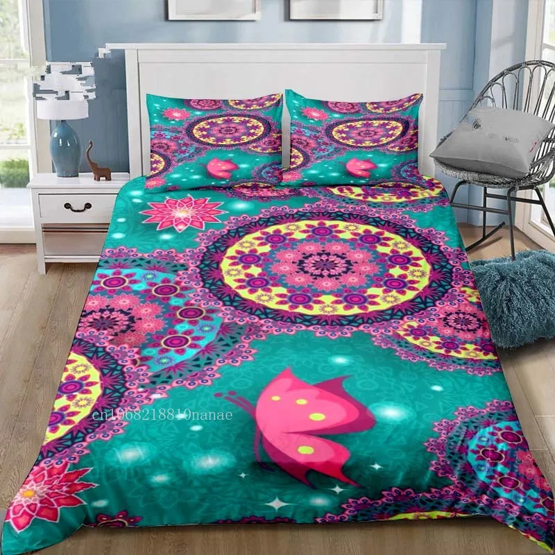 Imagem -02 - Bohemian Mandala Conjunto de Cama Peça Consolador Grupo Cama Capa de Edredão Duplo Rei Consolador Capa Toda a Temporada Gêmeo