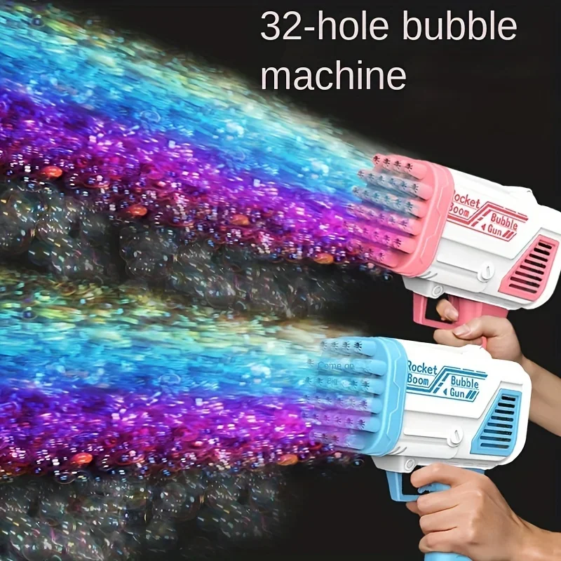 

Children's electric bubble gun, 32 hole bubble machine, battery free, popular