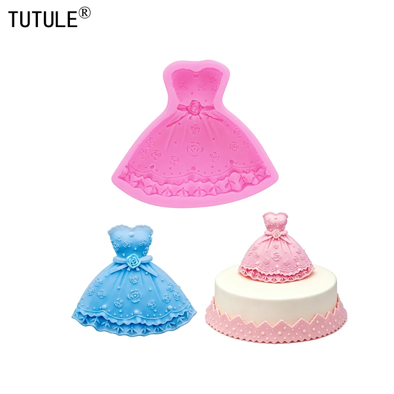 DIY Princess Dress Silicone Mold for Making Chocolate Cakes, Dessert Decorations, Plaster Aromatherapy Stickers, and Party Favor