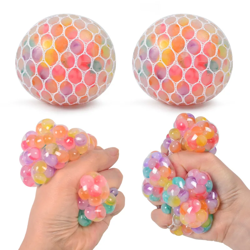 

2PC Creative New Decompression And Ventilation Grape Ball Toys Tricolor Colorful Beads Grape Ball Pinch Le Children's Toys