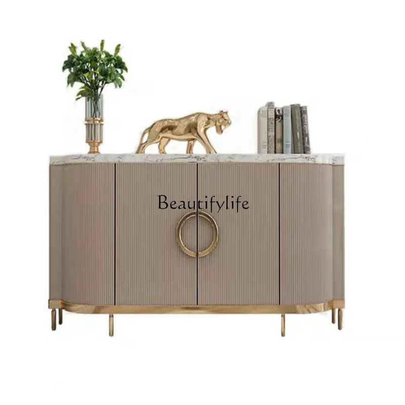 

*American light luxury porch cabinet marble decoration dining side modern living room solid wood locker