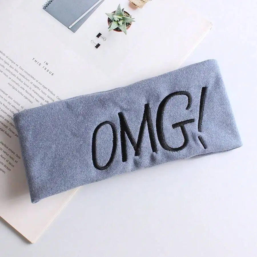 

OMG Embroidered Wide Elastic Headband For Face Washing Bathing And Sports