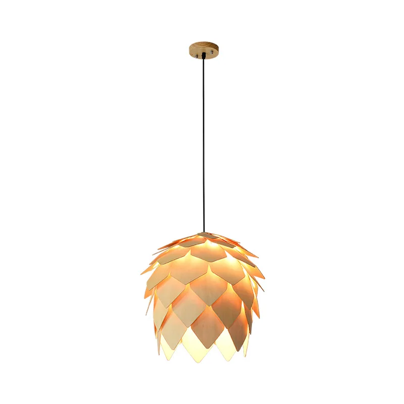 Southeast Pinecone Wood Ceiling Chandeliers Bedroom Study Tatami Pendent Lamp Home Decor Hanging Light Luster Fixtures