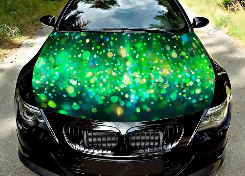 Abstract Green Glitter Light Bokeh Car Hood Decal Truck Decals Vinyl Sticker Graphic Wrap Stickers Trucks Cars Bonnet Vinyls