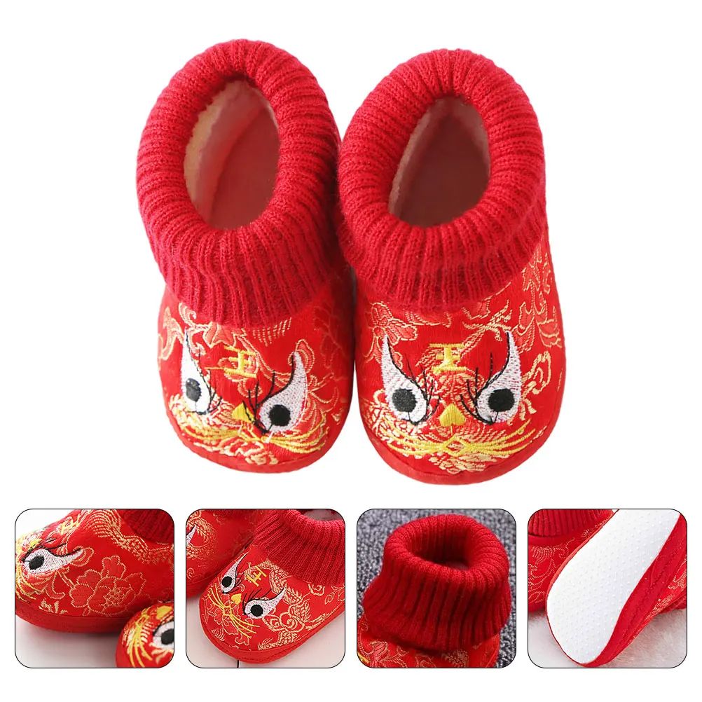 

Newborn Thickened Warm Tiger-toe Shoes Baby Girl Plastic Bottom Toddler Slipper