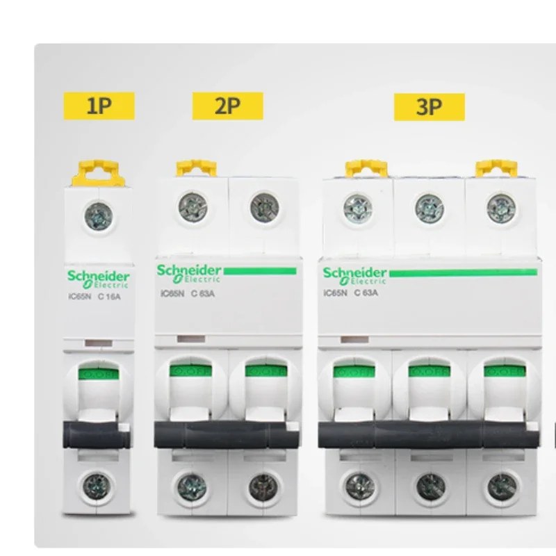 Interruptor de aire Schneider disyuntor en miniatura iC65N 1/2/3/4P hogar 1/2/3/4/6/10/16/20/25/32/40/50/60/63a interruptor de aire AC C/D