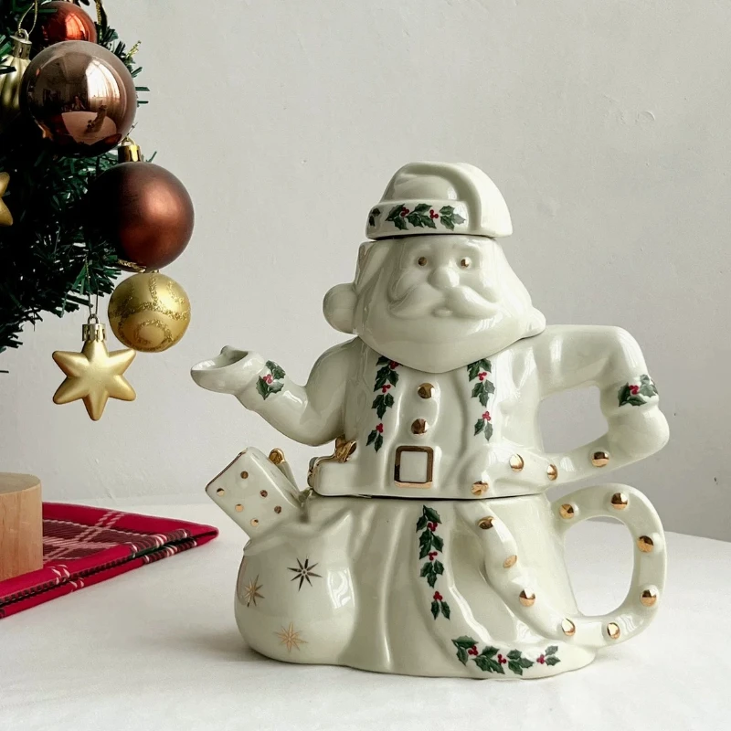 Chriatmas Santa Claus Mother and Child Pot Four-layer Separation Kettle Ceramics Sense of Design Mug Кружки Tea Cup