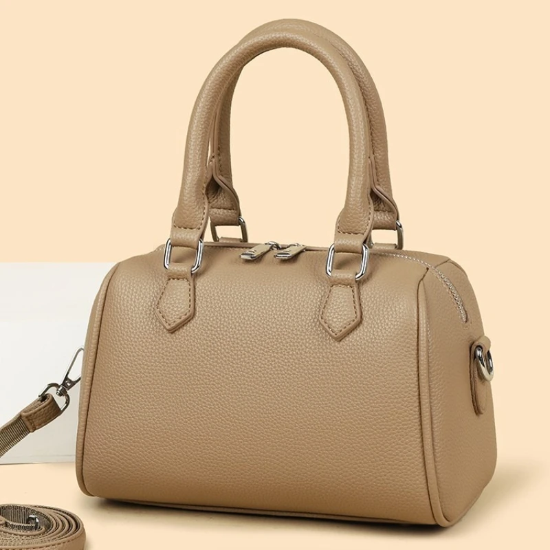 

Fashion Solid Color PU Leather Handbag Women's Boston Bag Functional Shoulder Bag Multi Compartment Zipper Crossbody Bag