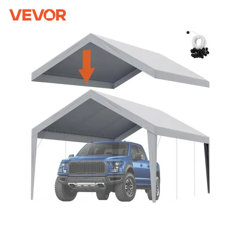 VEVOR Carport Replacement Canopy Cover Garage Top Tent Shelter Tarp Heavy-Duty Waterproof & UV Protected （Frame Not Include）