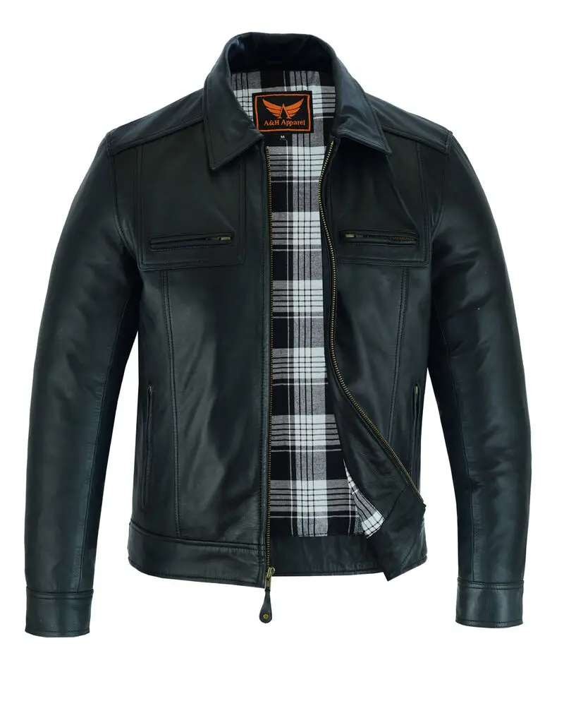 Men's Leather Jacket Black Classic Genuine Upper Garment Cowhide Motorcycle Fashion Trend In Europe and America