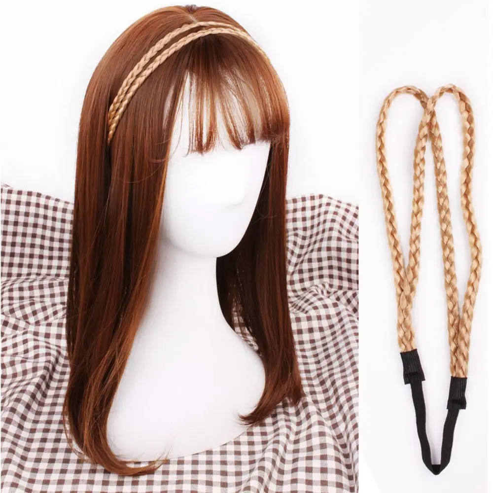 إكسسوارات شعر الأميرة البوب 4 ألوان أغطية الرأس طوق الرأس شعر مستعار عقال مضفر رباط شعر مستعار اصطناعي مزدوج المضفر