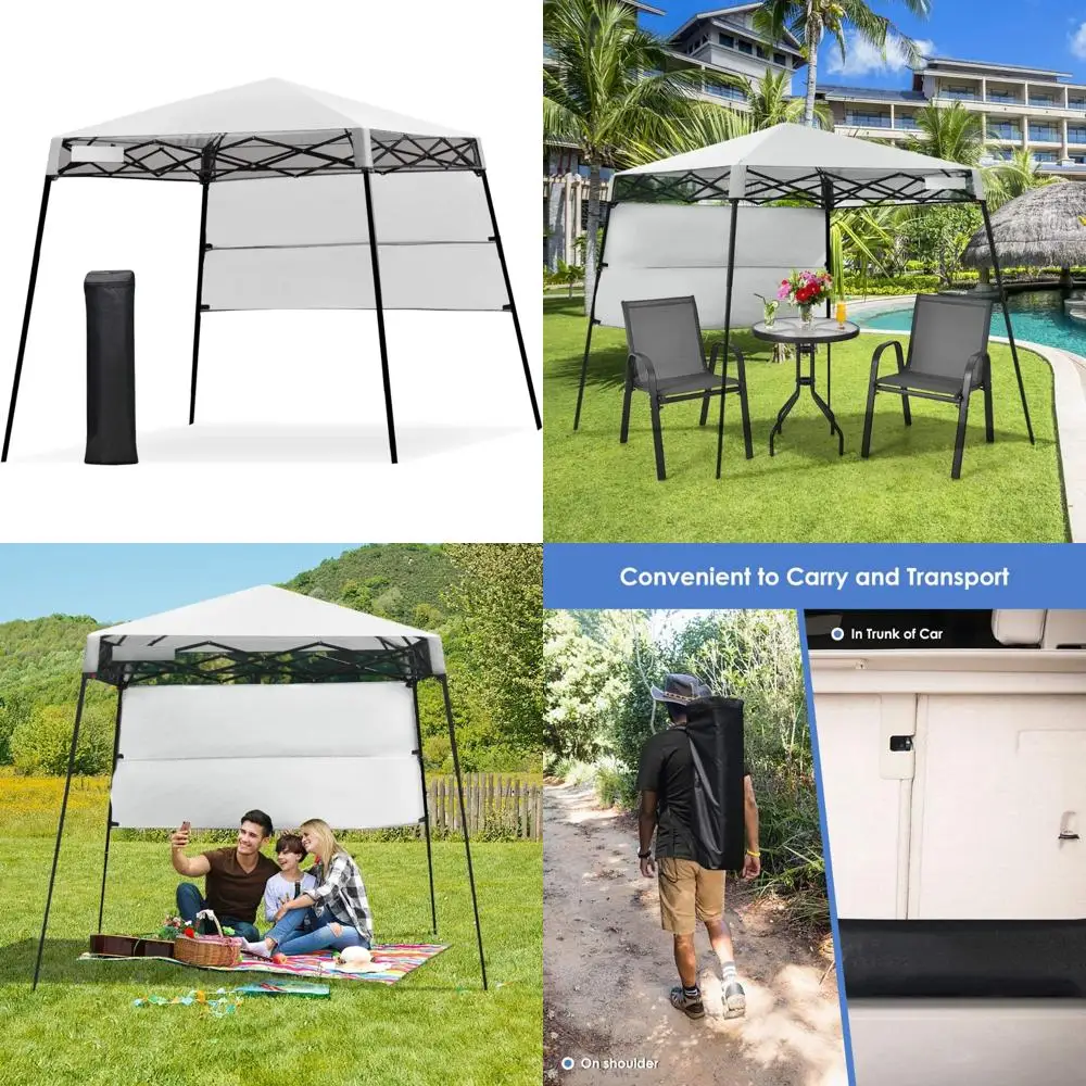 

Portable 7x7 Ft Outdoor Pop Up Canopy Tent with Carry Bag, 4 Stakes, Ideal for Hiking and Camping Adventures