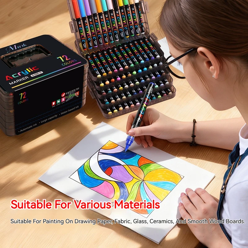 Premium Acrylic Brush Pen Set, Direct Liquid Soft Tip, Vibrant Colors for Art, Painting & DIY Crafts