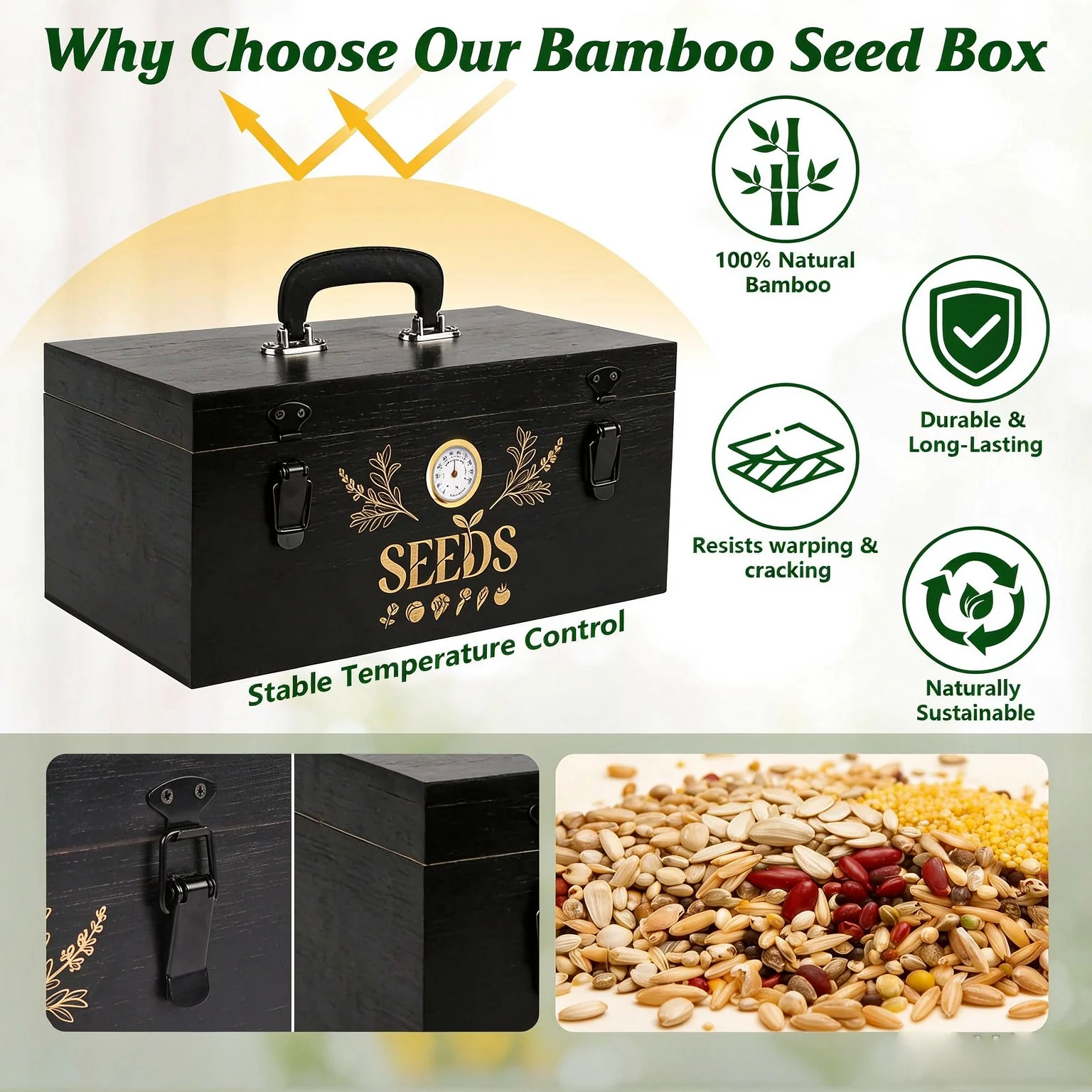 Seed Organizer Box Large Capacity Sorting Seed Storage Container with Tweezer Funnel and Sticker Garden Accessories