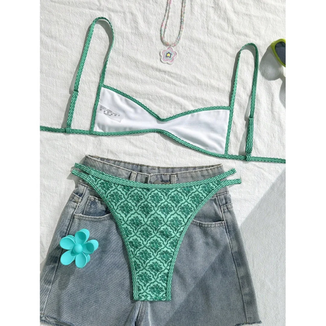 S - XL, mit Blumenmuster, hoch geschnittener Bikini, Damen-Badeanzug, zweiteiliges Bikini-Set, Badebekleidung, Badeanzug, Modell V6965. – Detail 16