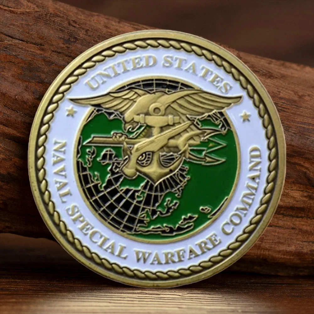 Navy Seals Ancient Sea Air Land Naval Bronze Plated Challenge Coins Special Warfare Command Military Souvenir Coin