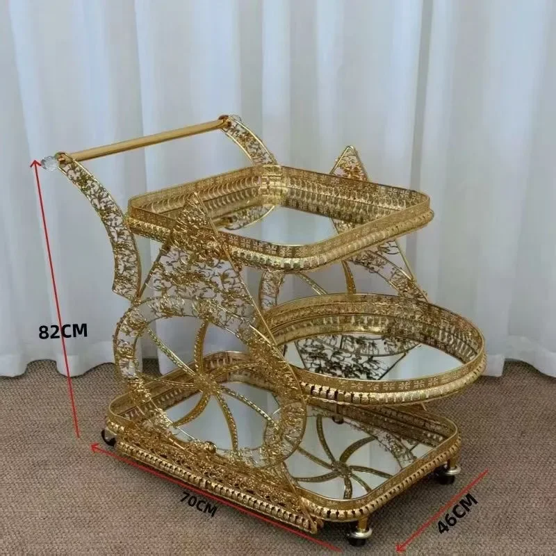 DSA high-end wine cart European three-layer food delivery cart hand push dessert cart  birthday cake art