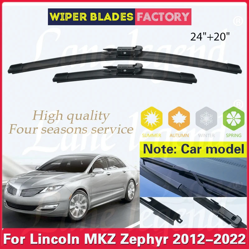 For Lincoln MKZ Zephyr 2012 - 2022 Car Front Windshield Window Wiper Blades Silent Rubber Rain Brush 24