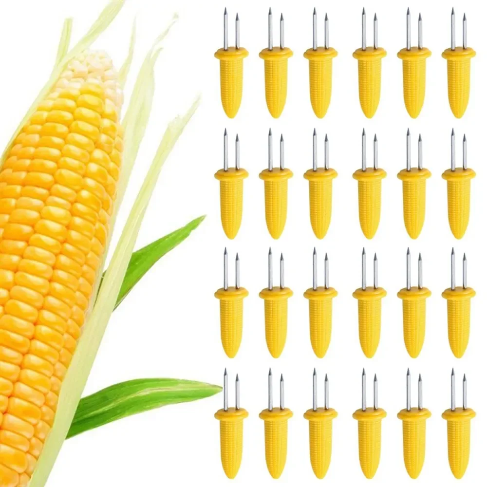 Corn Holders BBQ Anti Scalding Corn Stainless Steel Fruit Double Corn Forks Outdoor Camping Barbecue Tool Accessories 5/10/20Pcs