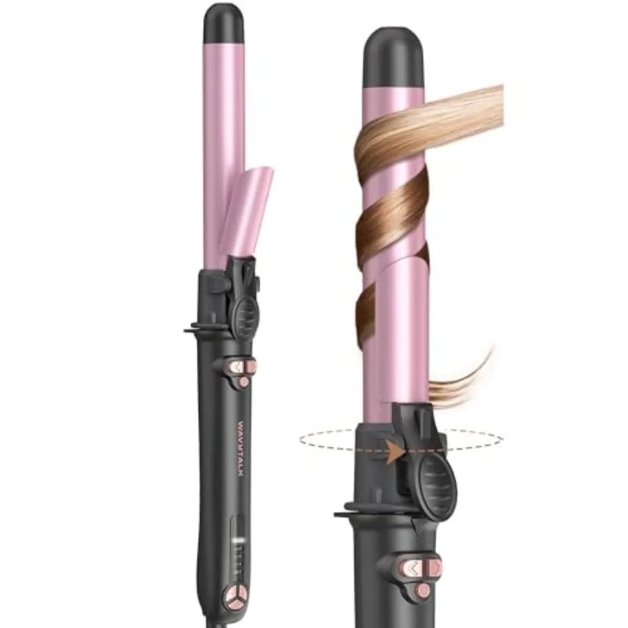 

Wavytalk Rotating Curling Iron 1 Inch Automatic Curling Wand for Long Hair Rose Gold Effortless Beach Waves Self Spinning Barre