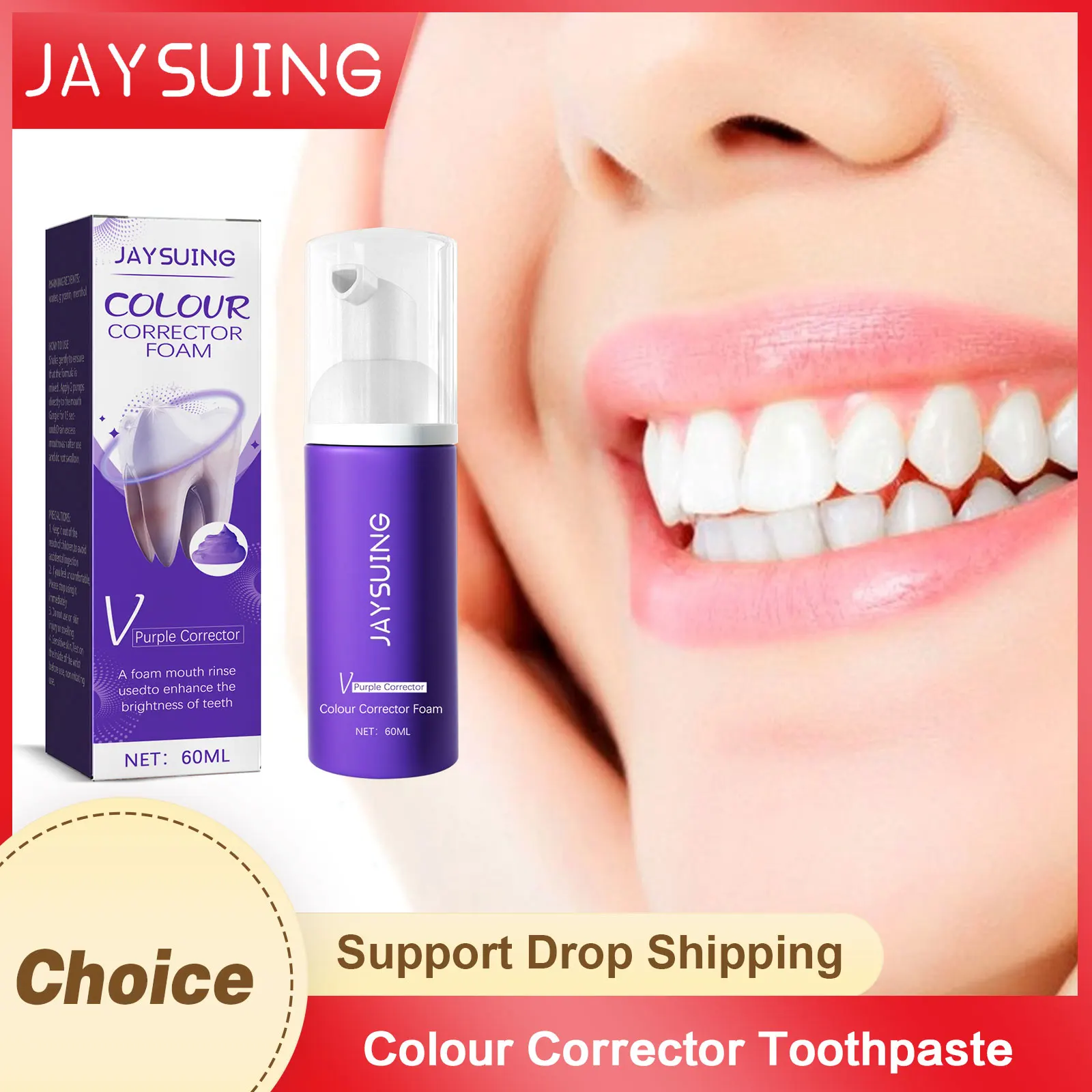 

Color Corrector Mousse Toothpaste Deep Cleansing Dental Stain Reduce Yellow Remove Bad Smell Brightening Teeth Bleach Toothpaste