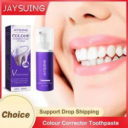 Color Corrector Mousse Toothpaste Deep Cleansing Dental Stain Reduce Yellow Remove Bad Smell Brightening Teeth Bleach Toothpaste