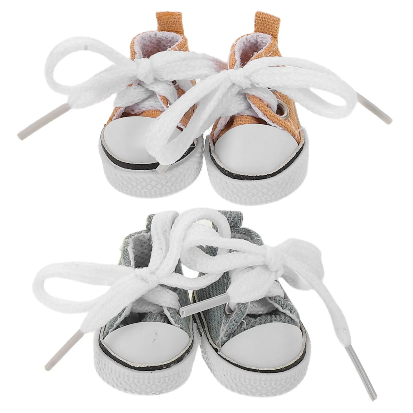 2Pairs Miniature Shoe Canvas Sneakers Detailed Design Versatile Colors Easy Wear for Dress Up Wardrobe Replacement Accessories